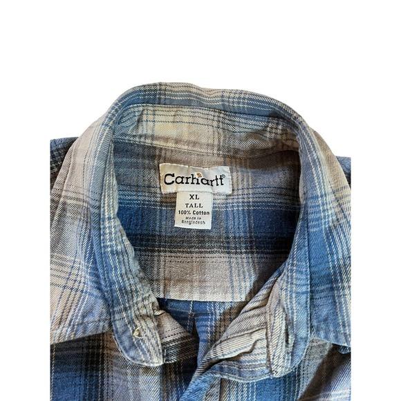 Carhartt Men’s Size XL Tall Shirt Flannel Thick Shacket Blue Gray Plaid - Picture 8 of 8